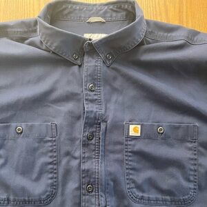 Carhartt Men’s Navy Button-Down Work Shirt with Chest Pockets size 3XL